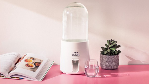 virgil abloh for evian launches collapsible bubble water appliance to  tackle plastic waste